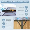 12'x20' Hardtop Gazebo, Aluminum Frame Permanent Pavilion with Curtains and Netting, Outdoor Polycarbonate, Gazebos 3