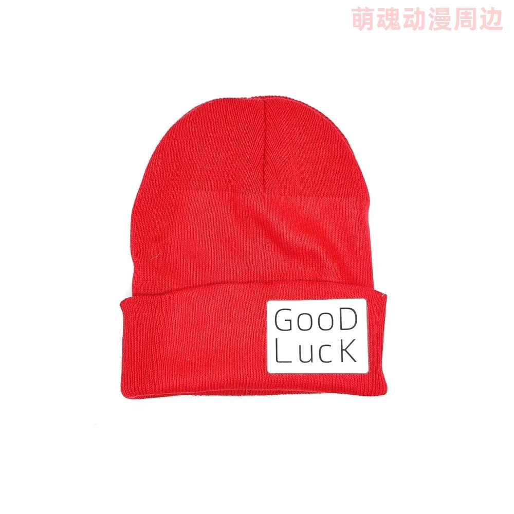 Undead Unluck Anime Cosplay Red Hat Good Luck Words Printing hat