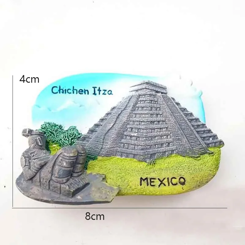 3D Chichen Itza 냉장고 자석 여행 관광 기념품 수제 냉장고 마그네틱 스티커 홈 데코 선물 멕시코, 핫, 1Pc 
