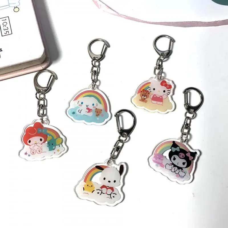 

New Kawaii Sanrios HelloKittys Kuromi Mymelody Cinnamoroll Pochacco Key Chain cartoon Acrylic pendant Anime Toys For Girls