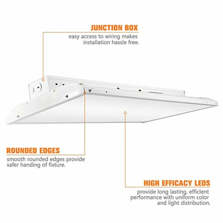 4FT Linear LED High Bay Fixture 1-10V Dimmable Motion Sensor Optional Indoor Commercial Hanging Lamp