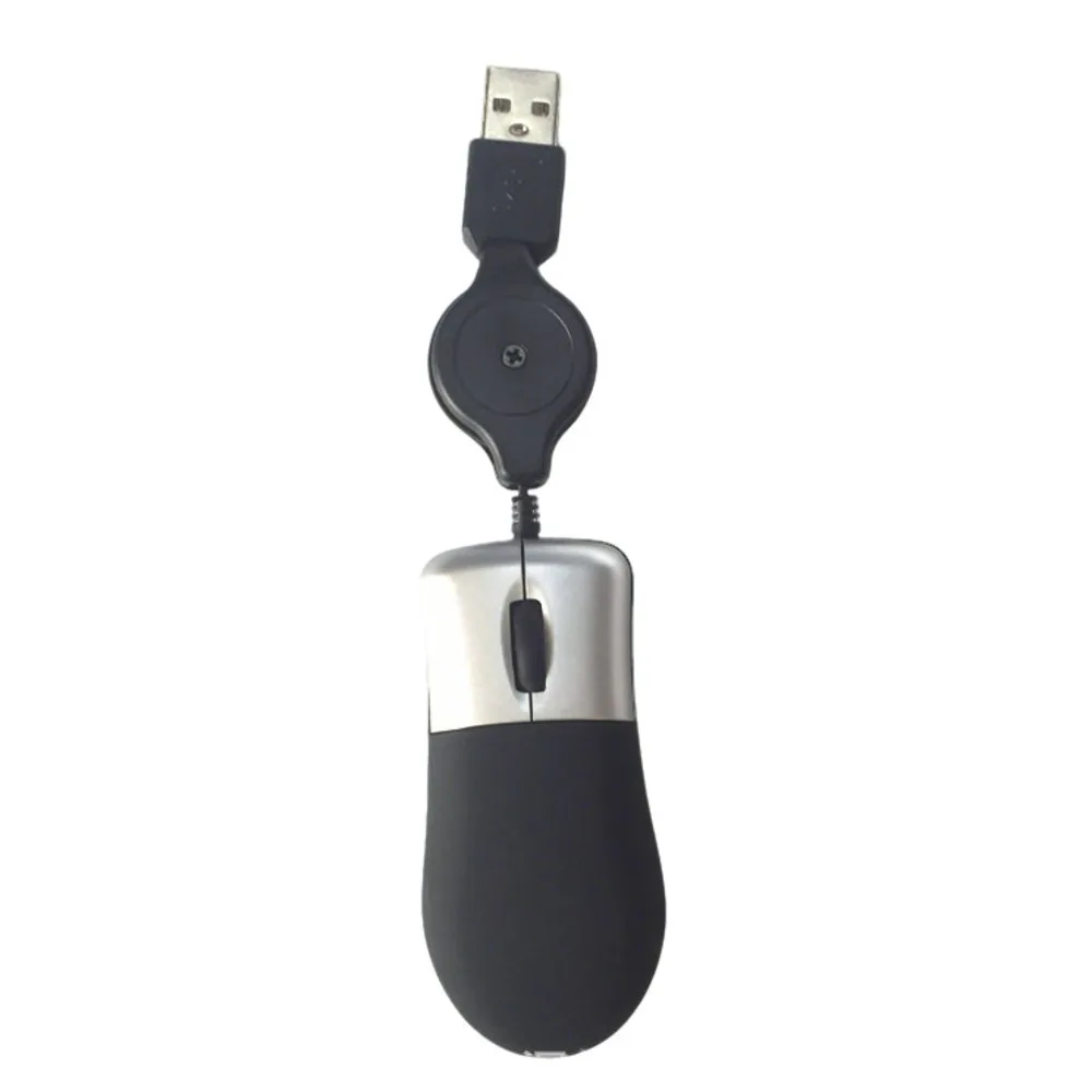 미니 포켓 개폐식 USB 유선 마우스 광학 인체공학적 컴퓨터 게임용 마우스(스크롤 기능 포함) 노트북 PC용 사무실 여행용 마우스