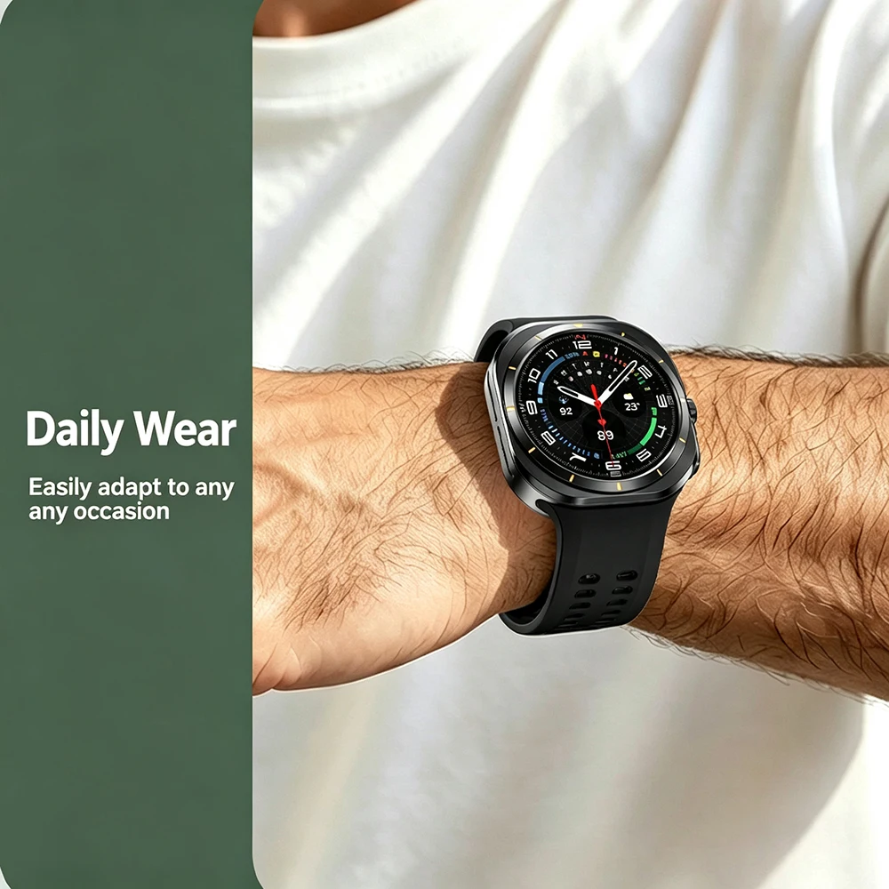 Enhanced Silicone Sport Strap for Smartwatches - Ultra-Comfort Wristband, 47mm, Official Design