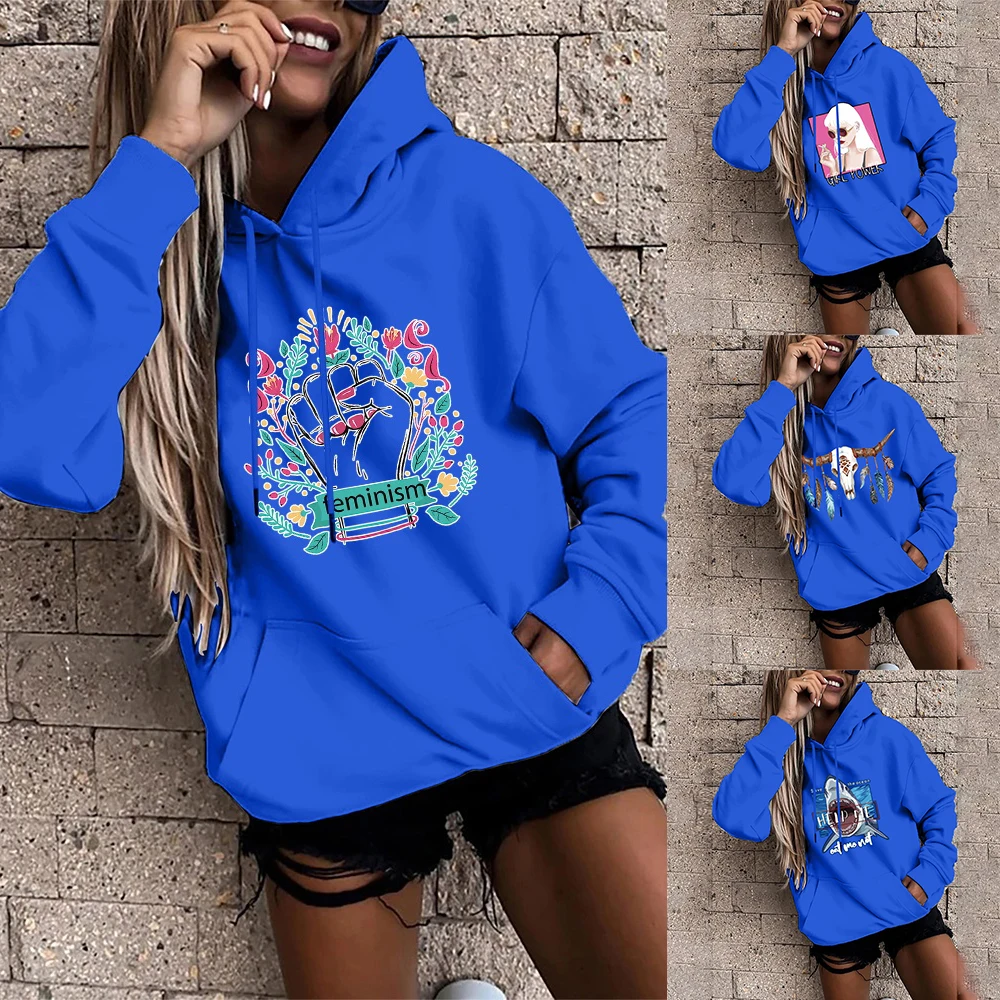 Harajuku Style New Hooded Home Fairy Polyester-cotton Printed Sweater Womens Autumn 2021 Warm Casual Sports Shirt Outer Jacket