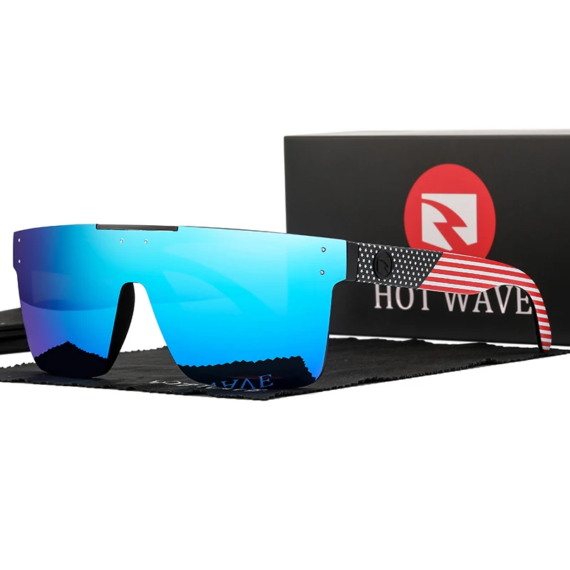 

Luxury brand 2022 HOT WAVE Blue Mirror Sunglasses Polarized Men UV400 Eyewear Vintage Fashion Square Men's Sun Glasses