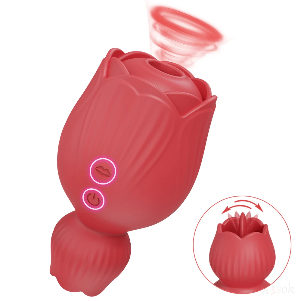 Clitoris Rose Sucker Toy Vibrator for Women with Tongue Licking20 Modes Clit Stimul_voghion.com