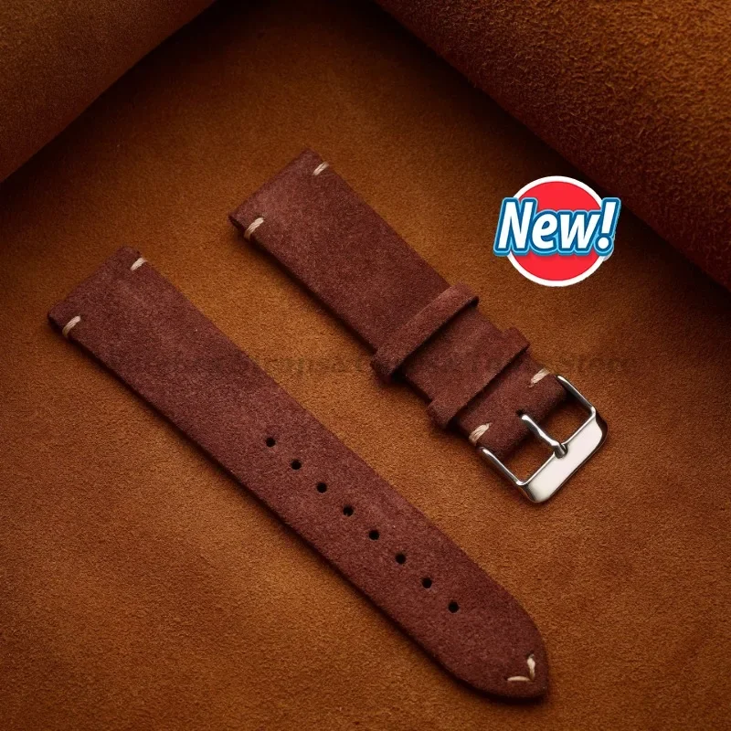 Exquisite Vintage Handmade Suede Leather Watch Strap with Quick Release