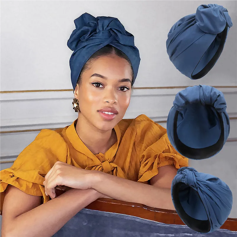 

French Style Vintage Turban Hat Fashion Female Bandana Headband Women'S Hair Cover Cap Ladies Head Wraps Muslim Headscarf Bonnet