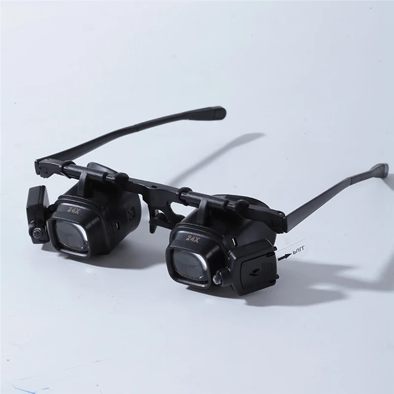 AEE8-24X 헤드 밴드 돋보기 2X 6X 10X 보석 시계 수리 용접 루페 안경 용 2 개의 Led 조명 돋보기 포함