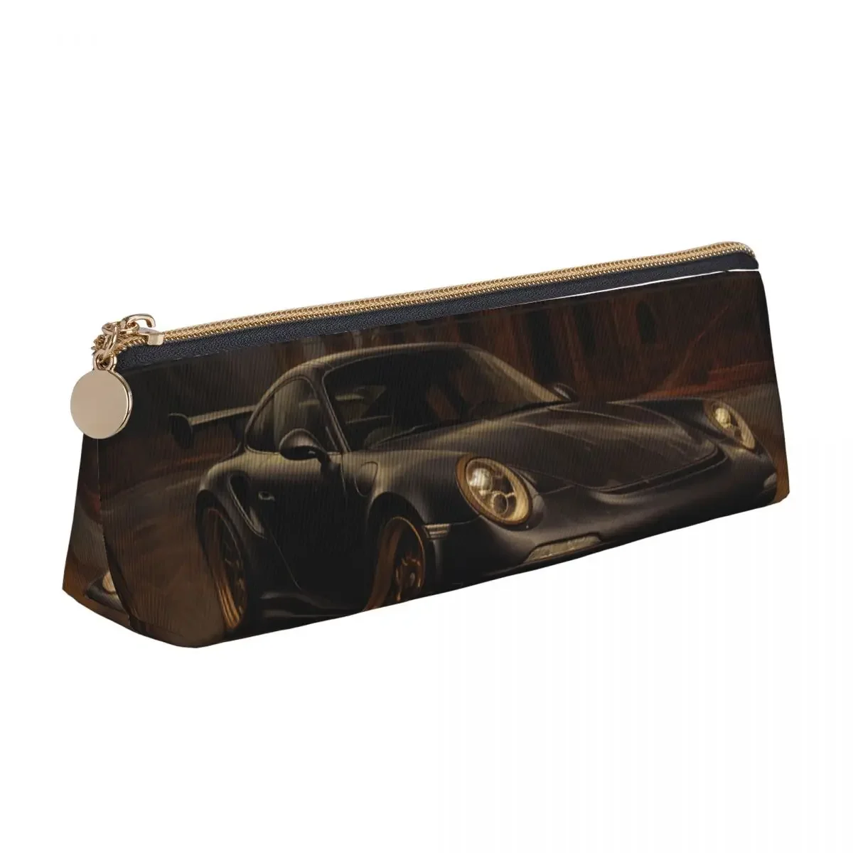 

Classic Sports Car Triangle Pencil Case Mystic Gothic Kawaii Zipper Pencil Box Girls Boys Elementary School Leather Pen Bag