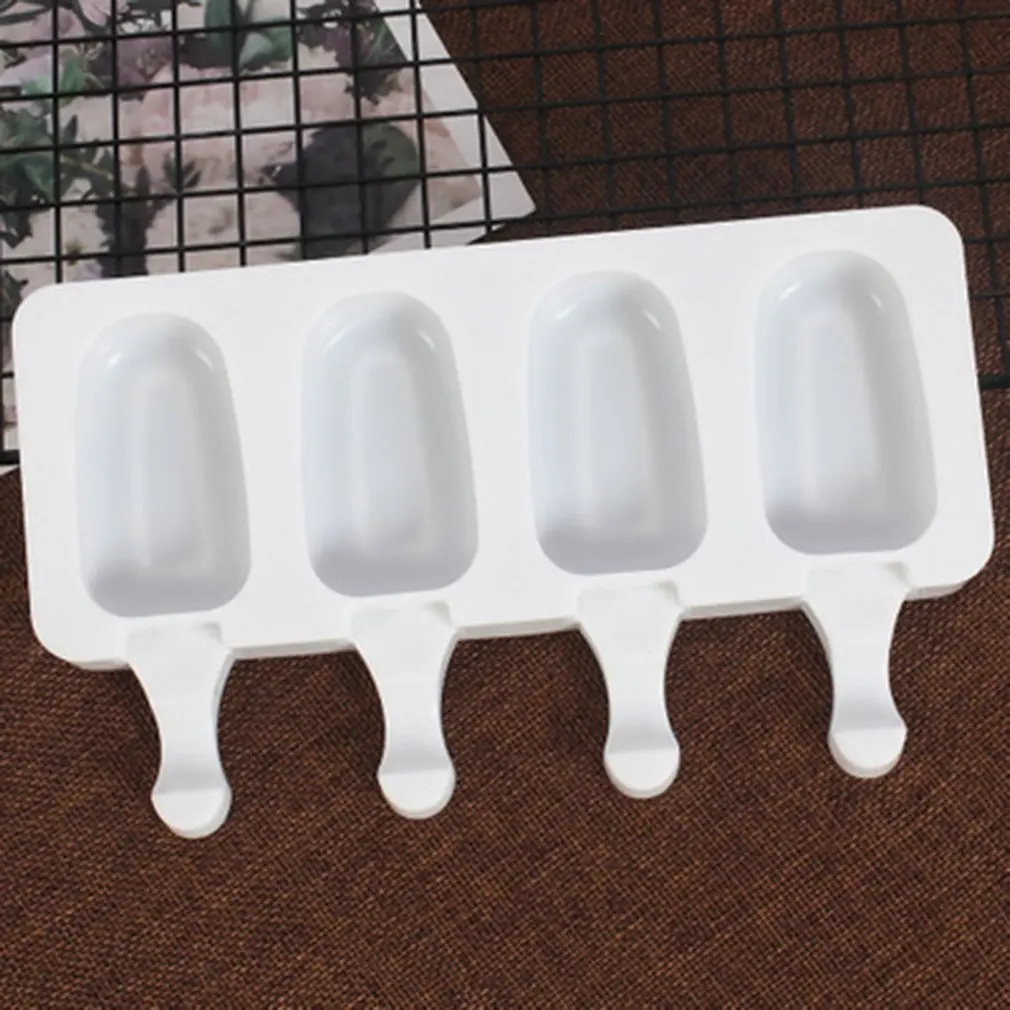 Popsicle Molds Large 4 Cavity Homemade White Oval Silicone Kids Adults  Handmade DIY Safe Popsicles Mold