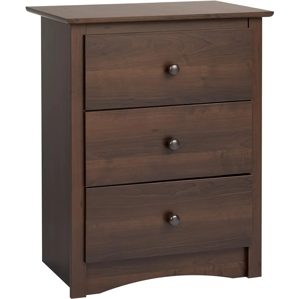 

Traditional Tall Nightstand Side Table with 3 Drawers, Functional Tall 3-Drawer Bedside Table 16" D x 23" W x 29" H, Espresso