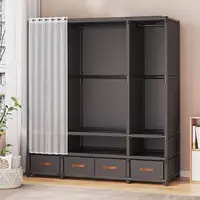 Armoire de chambre à coucher, assemblage Simple, bricolage, anti-poussière, tiroir, salle de location avec rangement épais, étagères de tri 3