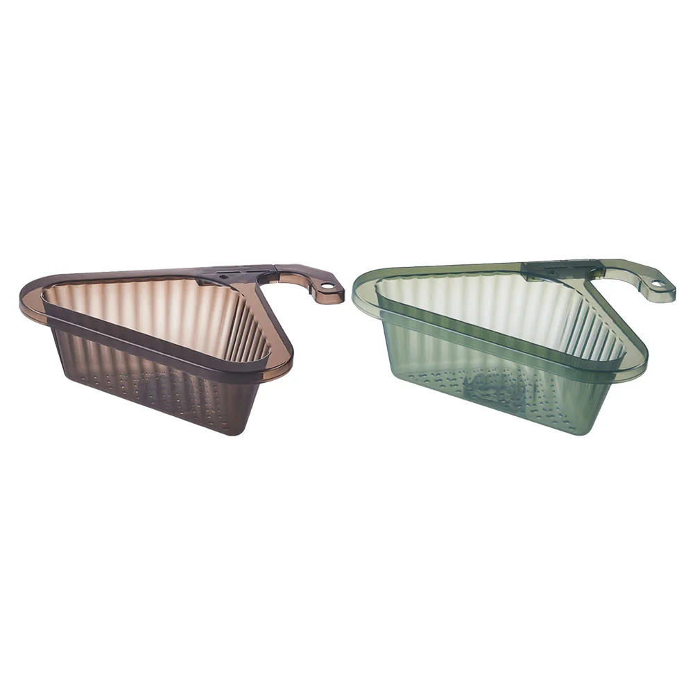 

2 Pcs Triangular Drainer Basket Sink Filter Plastic Rack Sponge Holder Baskets Drying Pp Storage Strainer