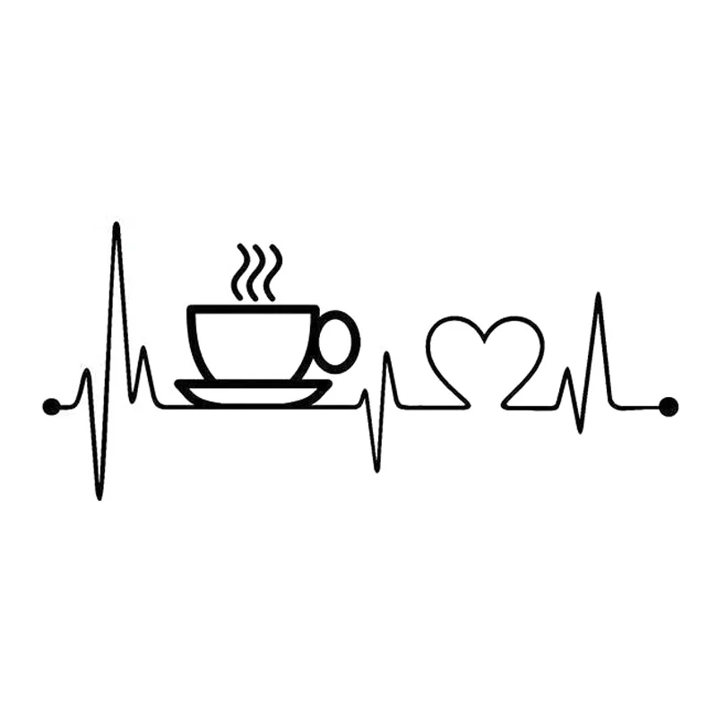 Fashionable Coffee Heartbeat Lifeline Modeling Decal PVC Auto Body Decoration Waterproof Sunscreen Cars Sticker Decals custom car stickers Car Stickers