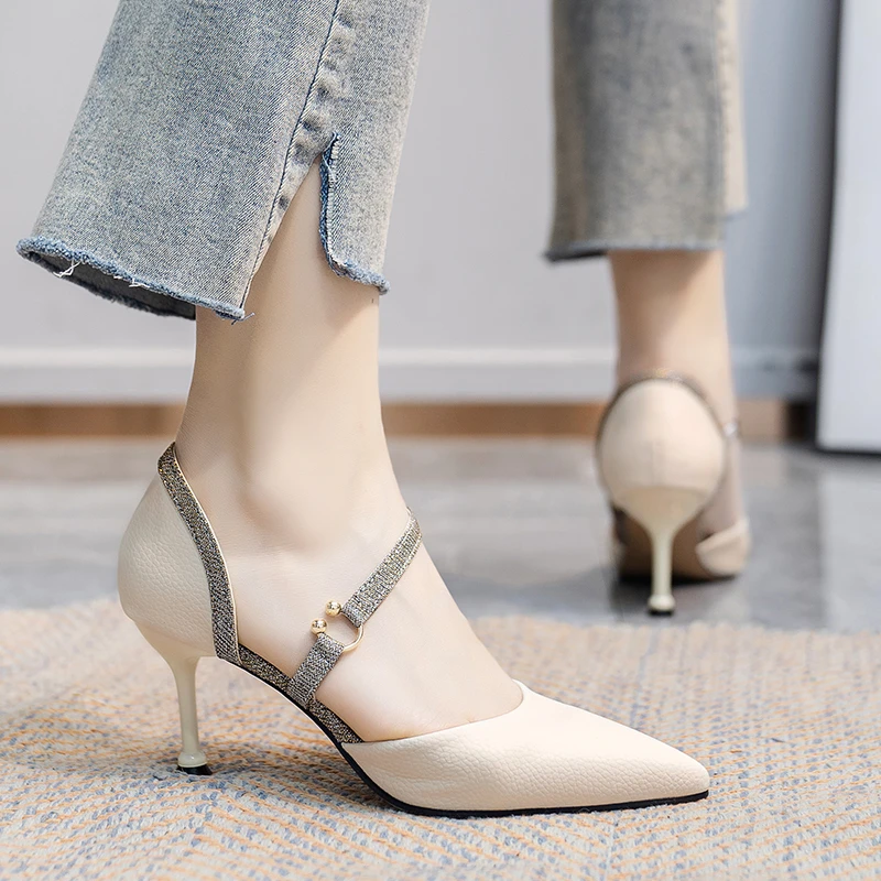 

Женские босоножки с острым носком, сандалии на высоком каблуке, Корейская версия, лето 2024