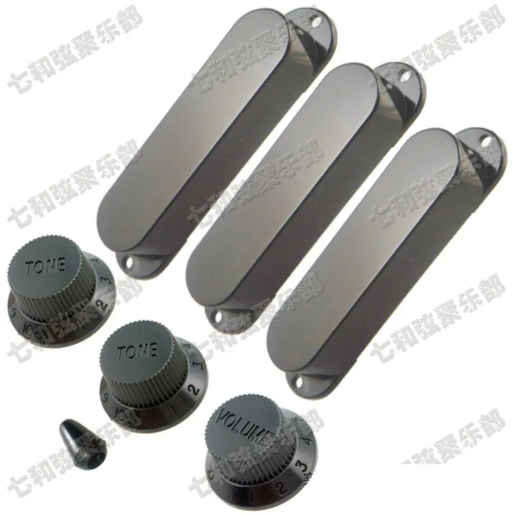 

Black Electric guitar Switch Knob Tip & Speed Control Knob & Sealed Closed style Single coil Pickup Covers