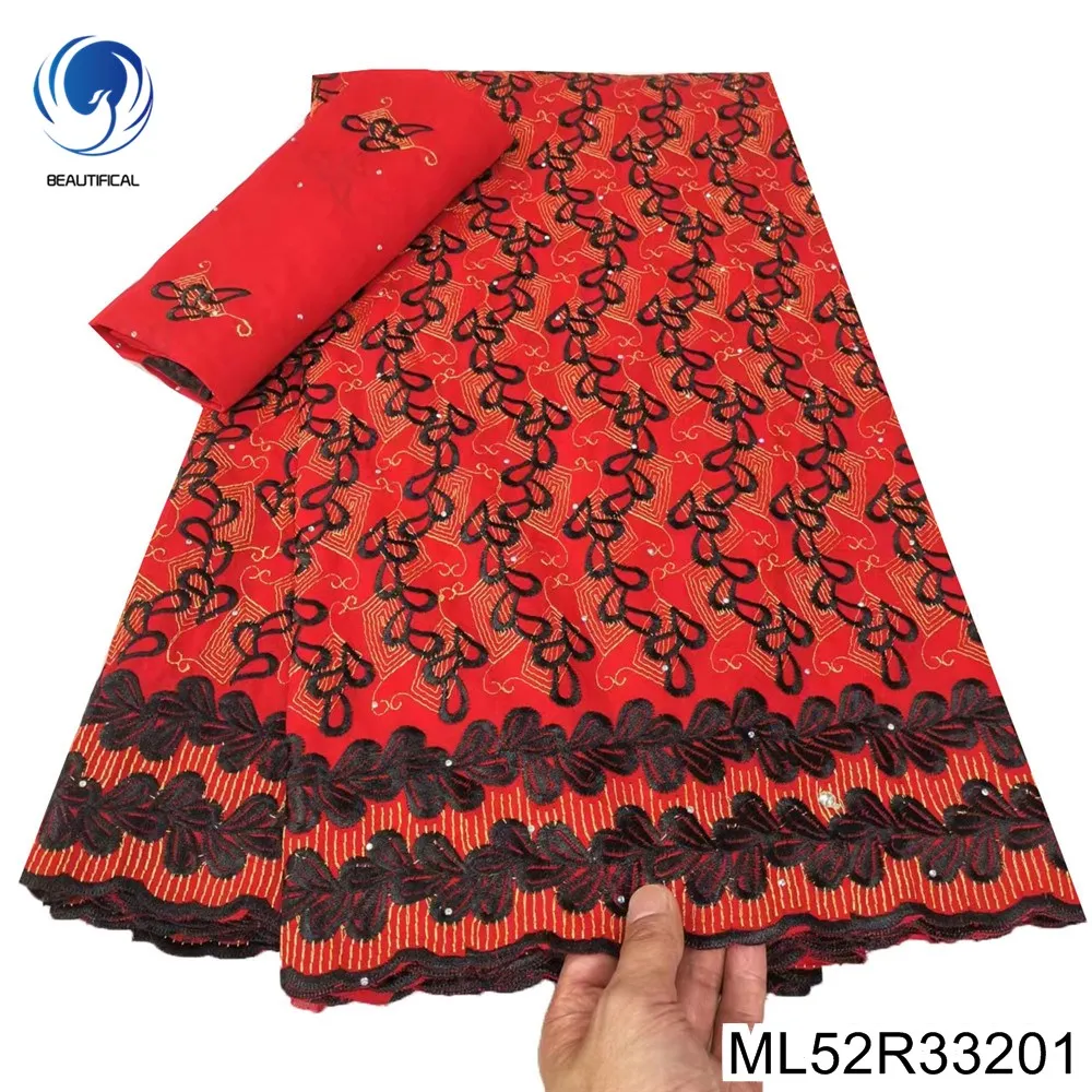 

Exquisite Embroidery Craft and Rhinestone Decoration Nigerian Swiss Voile Lace Fabric 100% Cottin for Evening Dress ML52R332