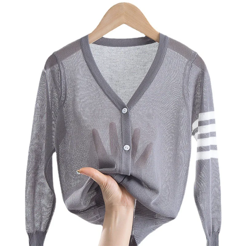 FINEPAT 아동복 남아용 니트 가디건, 십대 소년용 단색 얇은 자외선 차단 코트, 긴 소매 아동복, 여름