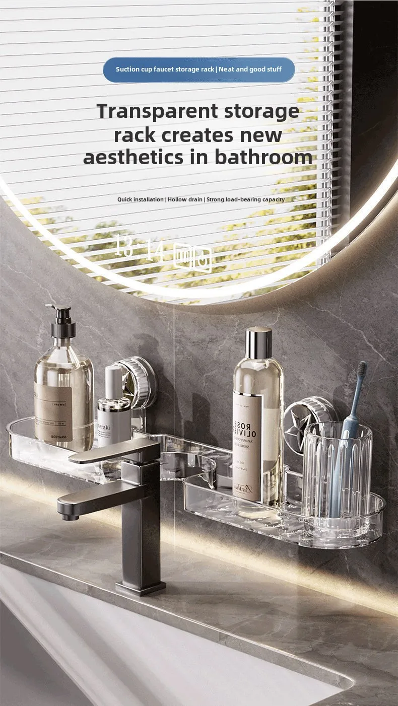 Five-pointed Star Suction Cup Faucet Countertop Sink Mirror-front Bathroom Wall-mounted Drip-drying Rack Without Drilling Holes