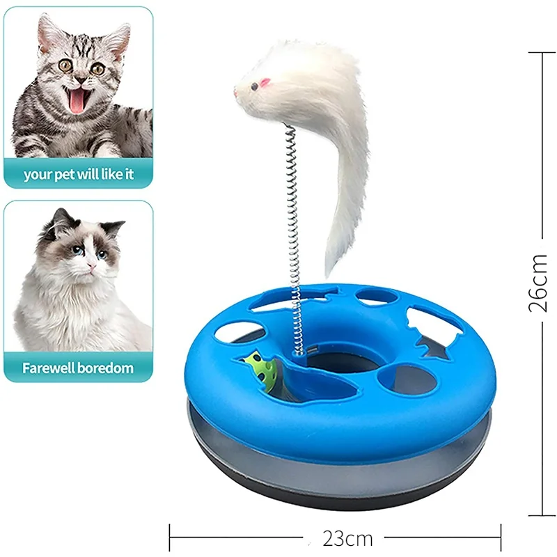 

Funny Cat Toys for Indoor Cats Interactive Kitten Toys Roller Tracks with Catnip Spring Pet Toy with Exercise Balls Teaser Mouse