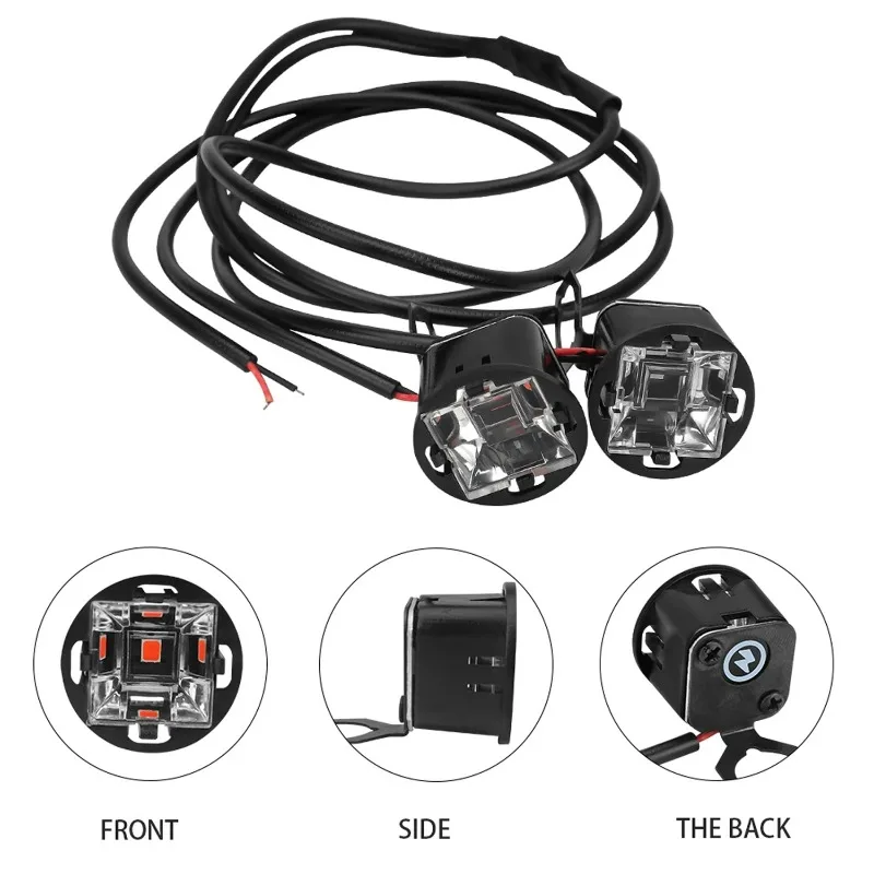 2pcs/set Mirror Light LED Red Blue Strobe Lights Headlight Turn Signal Indicators Safety Warning Lamp Motorcycle Accessories