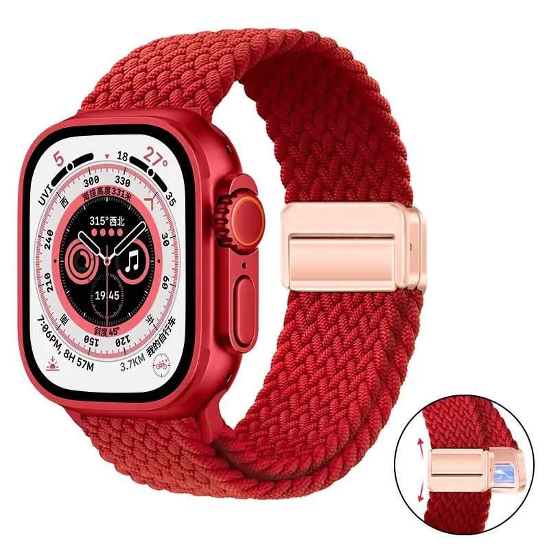 Breathable Nylon Braided Strap for Apple Watch - Adjustable Wristband