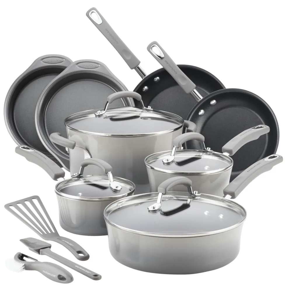 

Non-stick Pan for Kitchen 15-Piece Hard Enamel Aluminum Nonstick Cookware Set Wok Cooking Pot Saucepan Kitchenware Pans Pots Bar