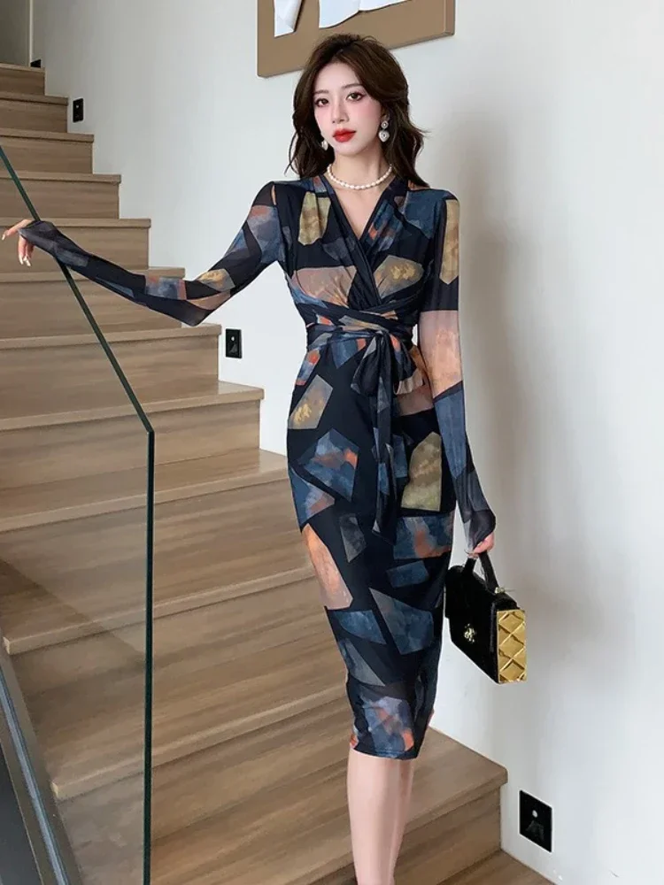 

New Sexy Dress Retro Elegant Floral Print V-neck Dress for Women Perfect for Any Occasions or Parties Vintage Print V-Neck Dress
