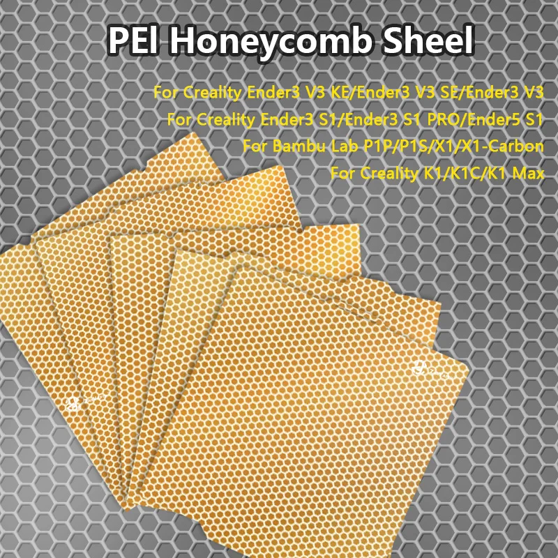 Bambu Lab 양면 PEI 벌집 빌드 플레이트, Creality K1/K1C/K1 Max/Ender3 PEI 용수철 강판, P1P/P1S/X1/X1C