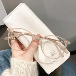 Unisex Retro Round Frame Blue Light Blocking Eyeglasses (Tea)