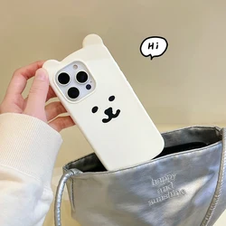 Funny 3D Cartoon Nagano Bear Soft Silicone Phone Case - iPhone 12 Pro (White)