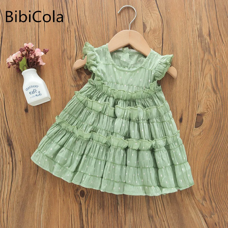 Baby Girl Summer Clothes Green Bubble Dress Beach Resort Dress For