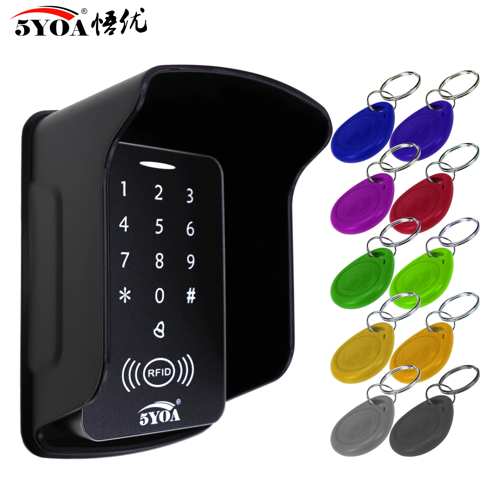 5YOA B10 RFID Access Control Keypad Card Reader Waterproof Cover 125KHz for Access Control System Intercom Door Lock Opener