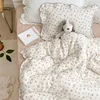 INS Princess Ruffle Edge Gauze 100% Cotton Pillow Case Breathable Duvet Cover Without Filler 3PCS Floral Home Bedding Set 1
