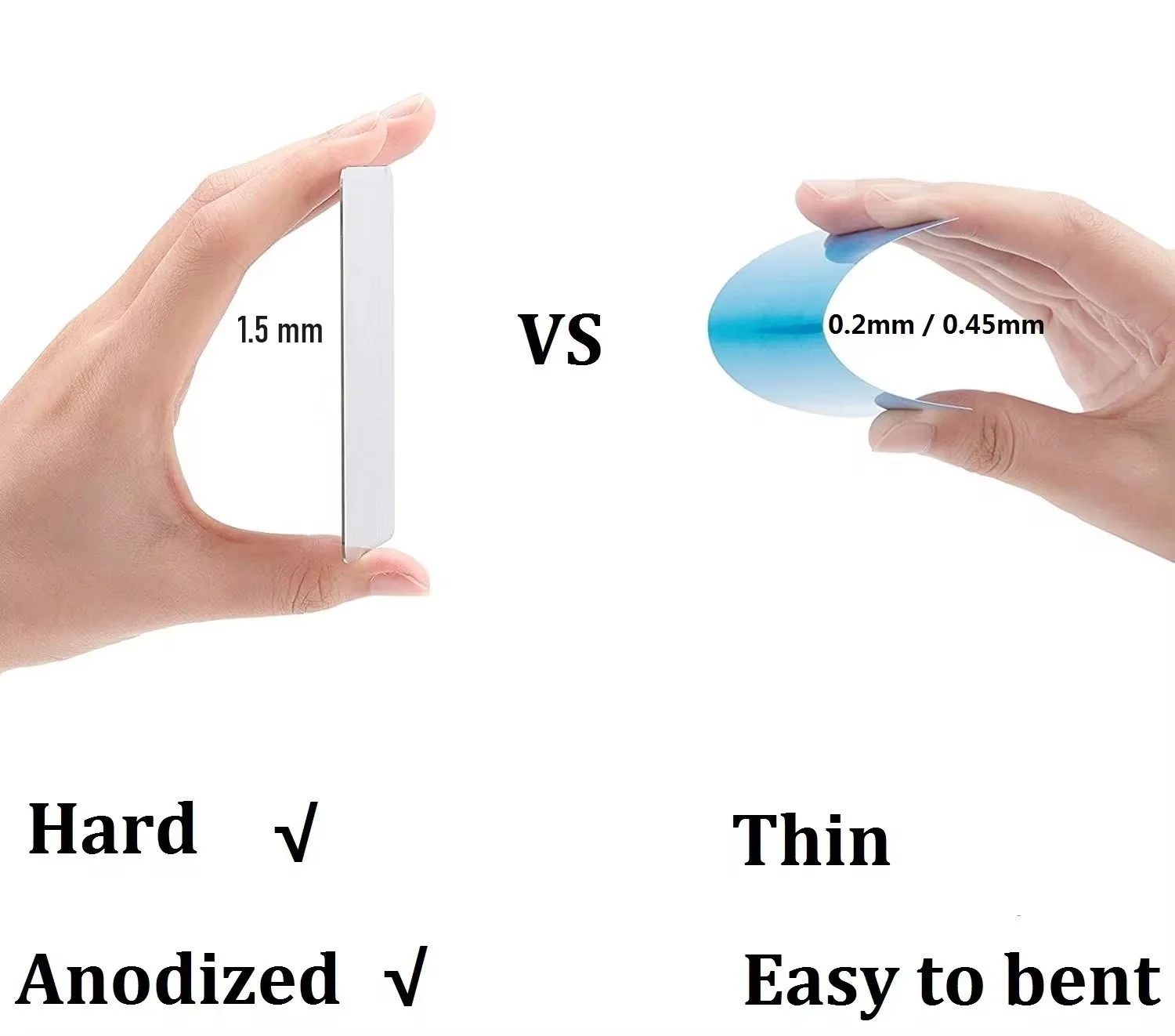 Thickness 1.5mm Anodized Matte Finish Silver Aluminum Metal Business Cards Laser Engraving