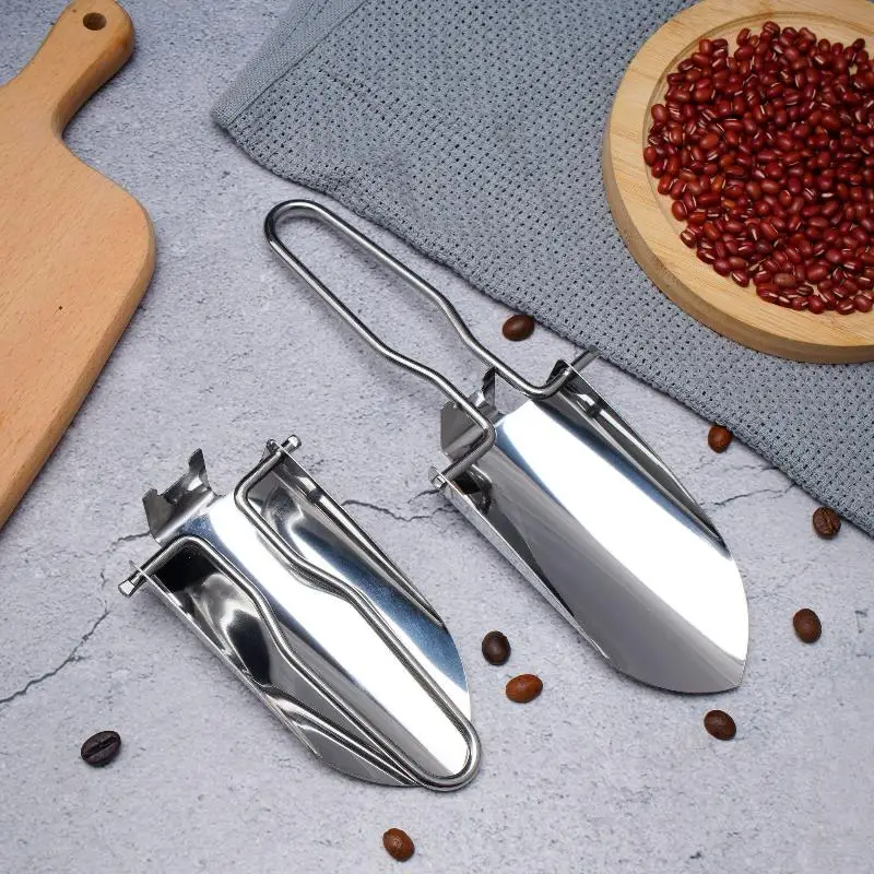 1 2pcs 스테인레스 스틸 접이식 삽 삽 정원 가꾸기 이식 도구 피크닉 캠핑 및 야외 파기용 컴팩트 휴대용