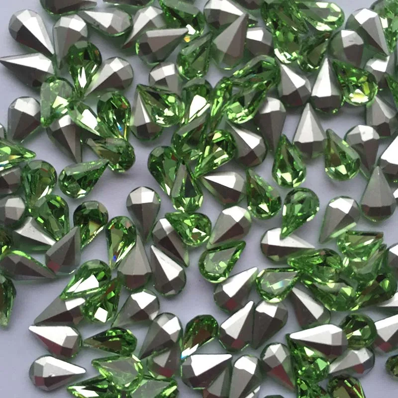 36 Stück 8*13 Schwarz Weiß Grau Blau Gelb Grün Auf Strass Glas Kristall Tröpfchen Geformte Pointback DIY Strasssteine – Detail 5