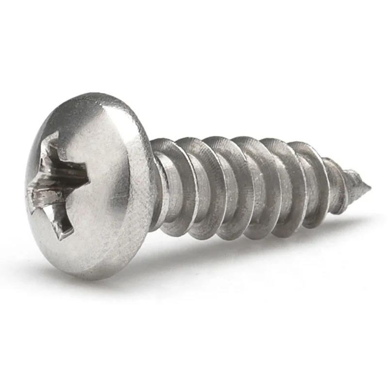 304 Stainless Steel Cross Groove Round Head Self-tapping Screws PA Pan Head Self-tapping Cross Wood Screws M1M1.2M1.4M1.7M2M3~M8