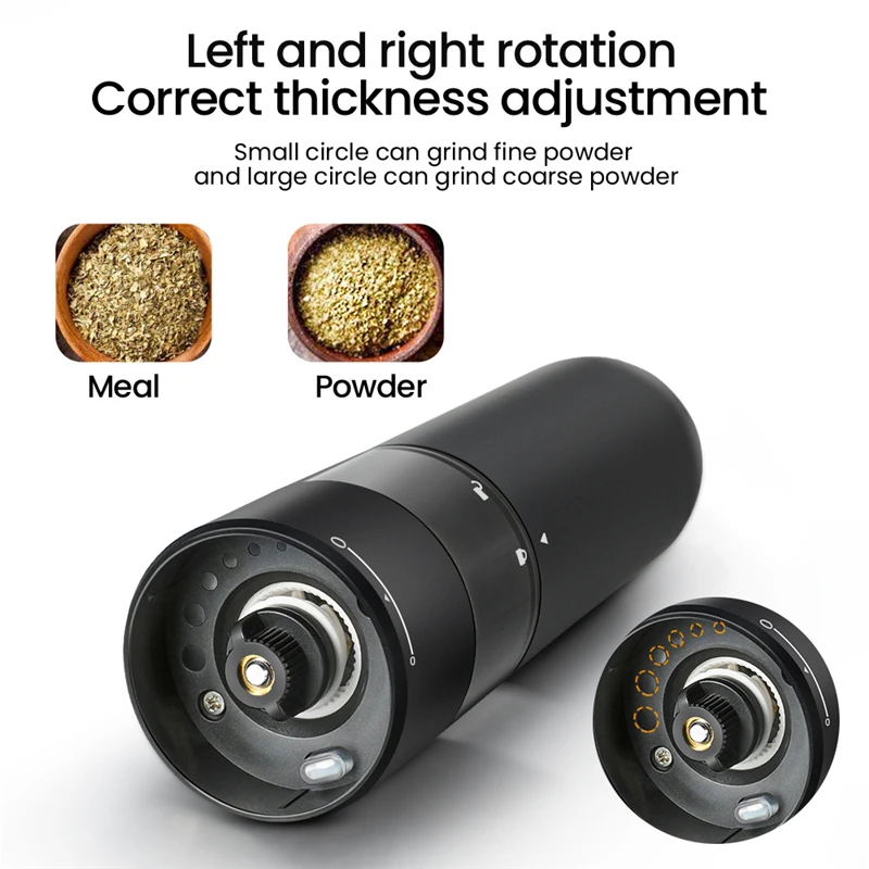 Spice Grinder Electric Automatic Mill For Kitchen Salt and Pepper Shaker Gravity Electric Coffee Grinder USB With LED Light