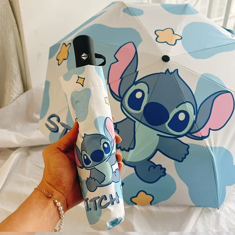 

MINISO Disney Stitch Sunumbrella Cartoon Lilo & Stitch Umbrella Uv Protection 3 Folding Portable Sunshade for Women and Children