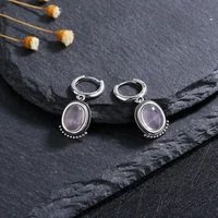 Boucles d'oreilles pendantes en argent œil de tigre, boucles d'oreilles ovales en pierres précieuses vintage à perles, bijoux de mode bohème pour femmes, vente chaude transfrontalière 4