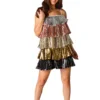Women's Summer Short Sling Dress Sleeveless Backless V Neck Layered Ruffle Sequins Dress 7