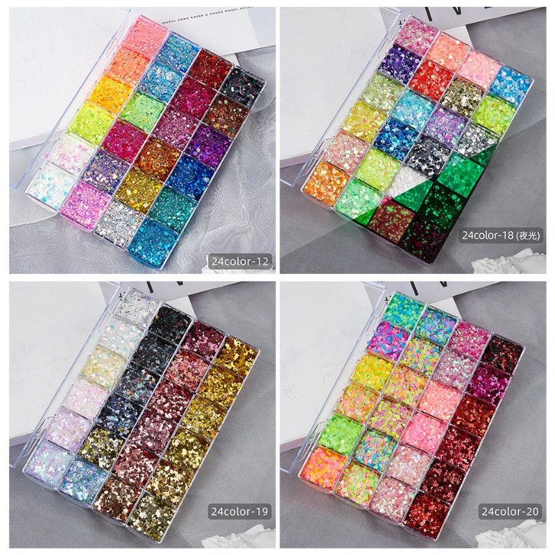 24 Color Chameleon Pigment Chunky Glitter Flakes Gel Eyeshadow Multichrome Duochrome Glitter Eyeshadow