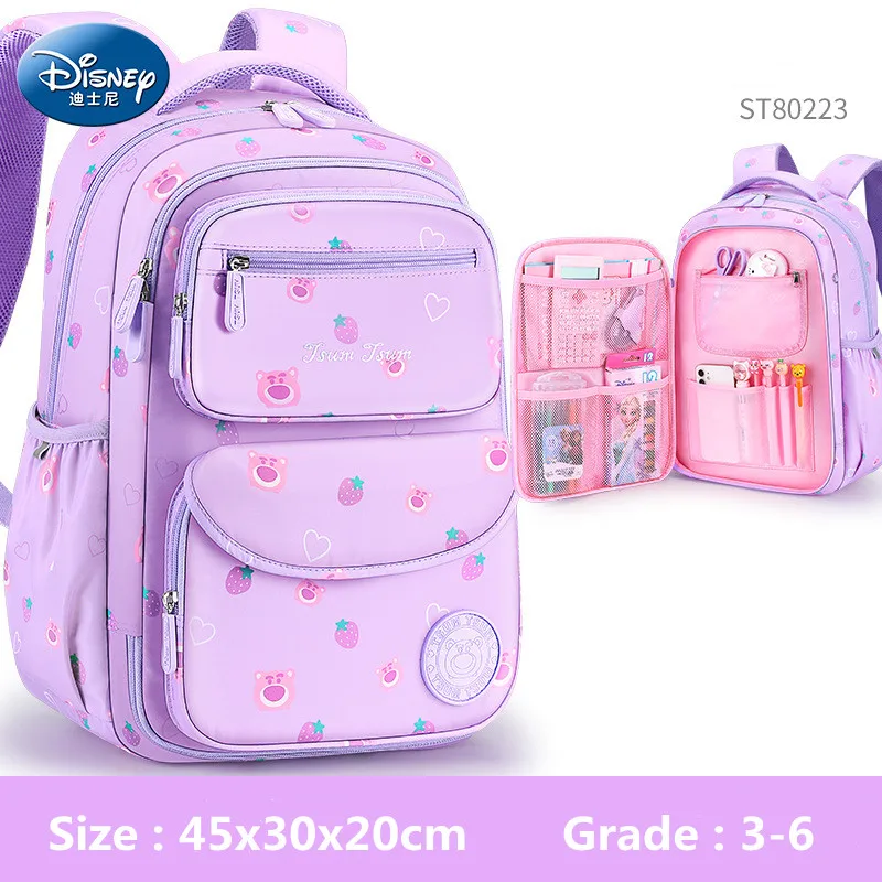 Disney Tsum School Bags For Girls Grade 3-6 Middle Primary Student Shoulder Orthopedic Backpack Large Capacity Kids Gift Mochila