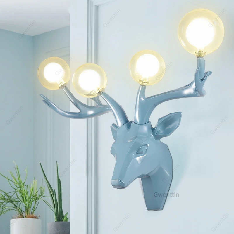 Deer Head Wall Lamps Modern Art Sconce Antlers Wall Mirror Lights for Living Room LED Lighting Fixtures Bedroom Lamp Home Decor 2