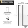 Frameless Swinging Shower Door, Resistance Free Hinges for Smooth Opening and Closing, Reversible Installation 72" x 33.5" 4