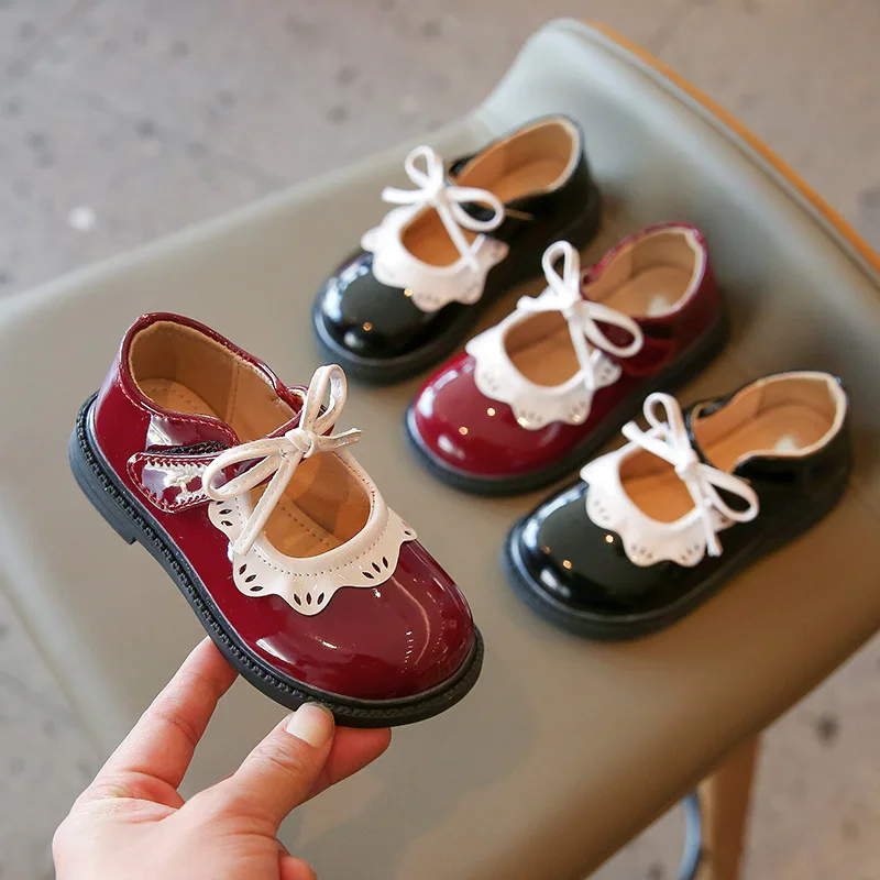 Girls' Small Patent Leather Shoes Spring Autumn New Korean Version Bowknot Princess Shoes Kids Chaussure Enfant Fille