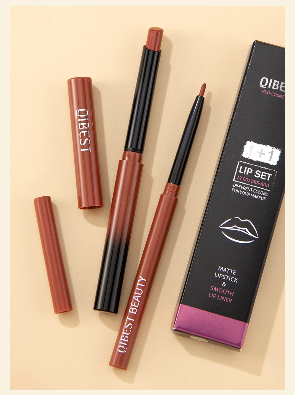 Langhaftendes Lippenstift- Und Lipliner-set In Nude Und Rot_voghion.com