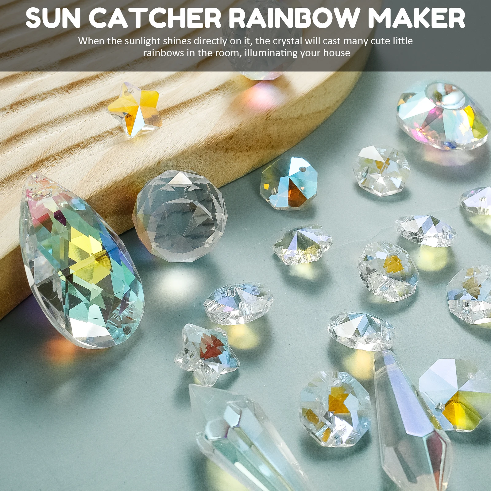 Crystal Suncatcher DIY Hanging Sun Catcher Kits Colorful Crystal Prisms Window Suncatchers for Home Outdoor Garden Decoration